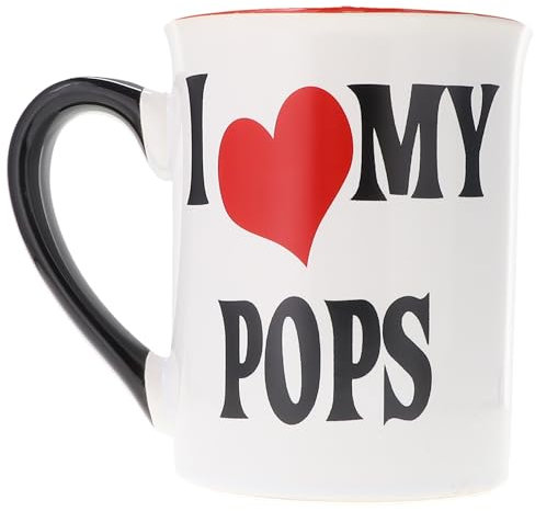 Cottage Creek Kaffeetasse mit Aufschrift I Love My Pops, groß, 510 ml, Keramik, Weiß