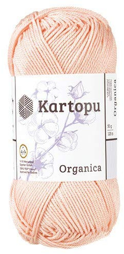 Kartopu Organica 50gr Knaul- Baumwollgarn, – Häkelgarn aus feinster ägyptische Baumwolle (Grundpreis 4,90 für 100gr) (253 lachs)
