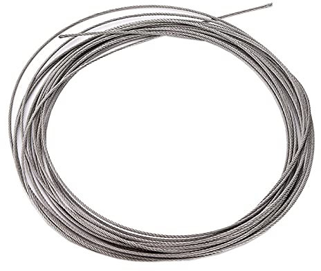 Cavo flessibile in acciaio inox, 50 m, diametro 1 mm, 1,5 mm, 2 mm (1 mm)