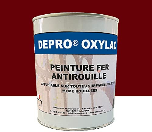 DEPROMA OXYLAC Peinture antirouille pour métal neuf et rouillé - 1KG (ROUGE MAC CORMICK)