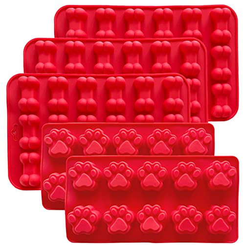 5x Silikon Backform Knochen Pfoten Hundekekse Hundeleckerlis Hundeeis Eisform für Hunde