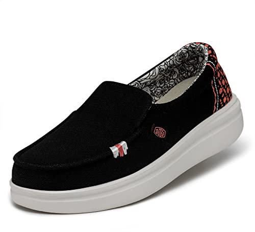 Hey Dude Damen Misty Rise Loafer Shoes, Black Palm, 38 EU