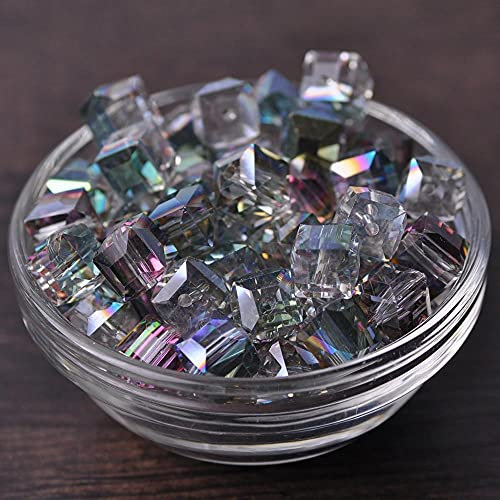 AHSKY 30/50/100 Stück Durchmesser 3 mm / 4 mm / 6 mm / 8 mm Würfel quadratisch facettiertes tschechisches Kristallglas lose Bastelperlen for die DIY-Schmuckherstellung