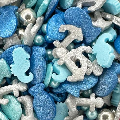 Sprinkletti – Neptune - Mermaid Cake Topper Sprinkles - 30g Edible Glimmer Cupcake Decorations - Ideal for Little Girls Parties, Under the Sea & Princess Themed Party Cakes & Bakes (Neptune)