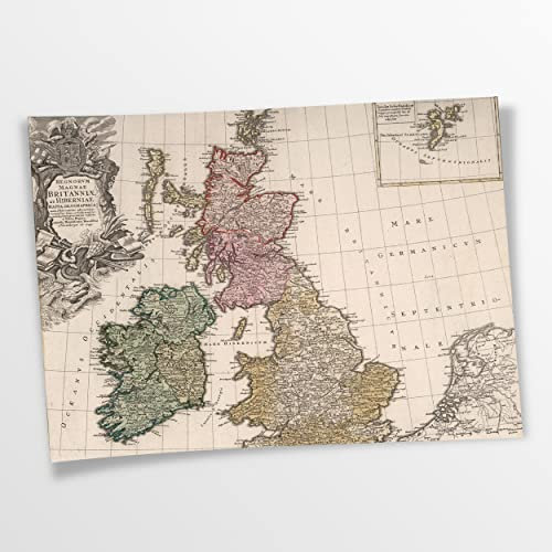 Poster Landkarte | England - Irland, Alte Karte - Zeichnung, Kunstdruck - Deko, Wohnung - Inneneinrichtung, Klein bis XXL