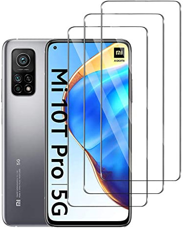Protector de Pantalla para Xiaomi Mi 10T PRO,Cobertura Completa Cristal HD Templado,Sin Burbujas, Dureza 9H,Vuciya Vidrio Templado, Antihuellas,[3 Pack],Antiarañazos, para Xiaomi Mi 10T PRO