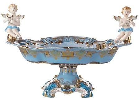 Assiette de Fruits en céramique Ange du Vent Palais de Style européen Villa de Luxe Haut de Gamme Club Maison Salon Salle à Manger (Onecolor 47 * 34 * 33cm)