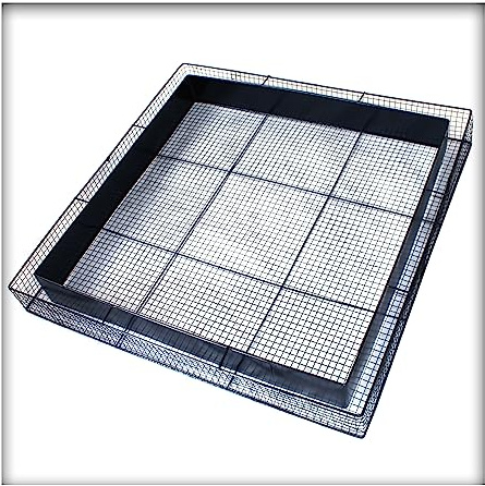 Kiesknig Grabeinfassung 80x80x10 cm mit Trennblech, Dekorativ Modern, Schwarz