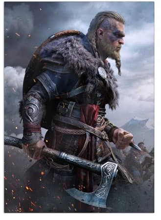 Displate Offiziell Assassin's Creed MetallPoster Magnetische Befestigung Inklusive Lizenziert Bilder Hochwertiges PosterAssassin's Creed Valhalla Key Arts - Key Art Valhalla 45 cm x 32 cm