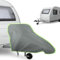 URAQT Cubierta para Remolque de Caravana Cubierta Impermeable Cubierta con Tiras Reflectantes Verdes ​Duradera Impermeable contra Lluvia y El Polvo (Regular-Gris)