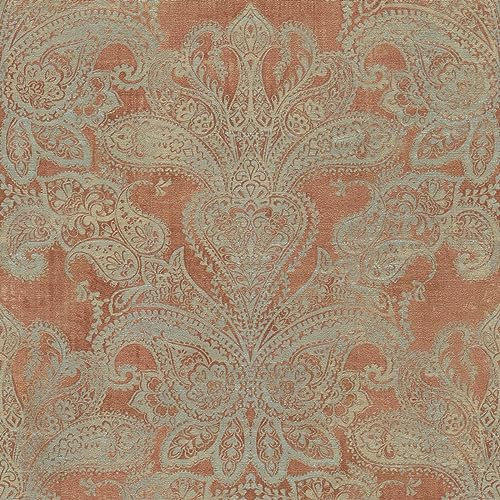BRICOFLOR Orientalische Tapete mit Paisley Muster orange gold Terracotta Vliestapete mit Ornamenten für Esszimmer und Schlafzimmer