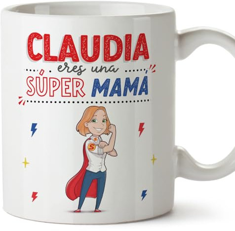 MUGFFINS Tazas Personalizadas para MADRE/MAMÁ - En Español - ¡Eres Súper! - 11 oz / 330 ml - Regalo personalizable original y divertido
