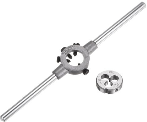 QUARKZMAN Juego de Llave de Mango para Terrajas, Terraja Redonda 6-32 UNC y Porta Terrajas de 20mm (Compatible con 1/8-5/32 (UNC/UNF) / Métrica M3-M4 / Terrajas de 20mm OD)