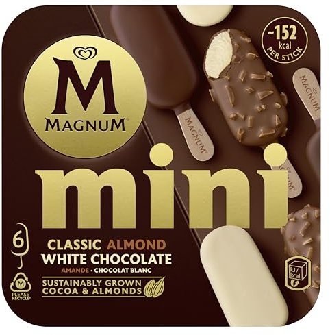 Magnum Assortiment de crèmes glacées, classiques, au chocolat et au chocolat blanc - La boîte de 6, 254g