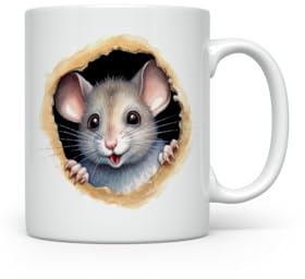 MAXIKIWI - Tazza da caffè o tè in ceramica liscia e resistente per casa o ufficio - perfetta per ogni occasione - Simpatico topo in un topo - 350 ml