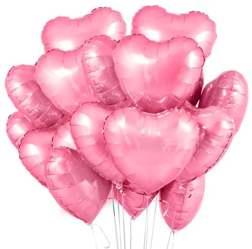Herz Folienballon Rosa 20 Stück,Herz Helium Luftballons,Heliumballon Herzen,Herzluftballons,Herzform Folienluftballon Herzballons Geeignet für Geburtstag Hochzeit Verlobung Brautdusche Valentinstag