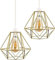 2-Pack Gold Metal Diamond Wire Basket Pendant Lighting Ceiling Light Shade for Indoor Pendant Lights Ceiling Fitting - Rust-Resistant Lamp Shades for Home Offices, Cafes, Corridors