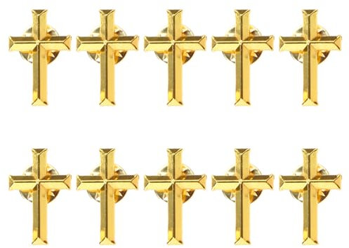 LUCKGONI 10 Stück Kreuz Brosche Metall Badge Pin Stilvolle Anstecknadel Kreuz Brosche Legierung Material Religiöse Pins für Mode Outfits