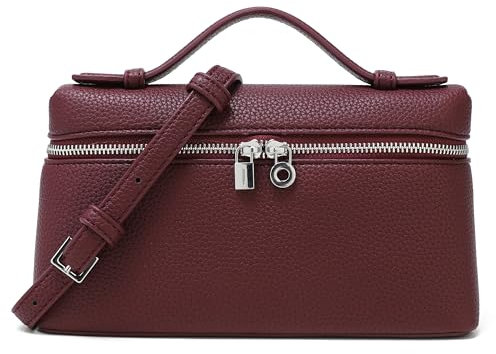 Rejolly Umhängetasche für Damen, kleine Tasche mit Tragegriff oben, Designer-Umhängetasche, ruhig, luxuriös, Leder, trendige Geldbörse, Burgunderrot