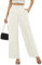 BEIGAI Damen Weite Hosen Lose Lounge High Waist Palazzo Hose Elegant Geschäftliche Arbeit Freizeithose mit Taschen,Weiß,XL