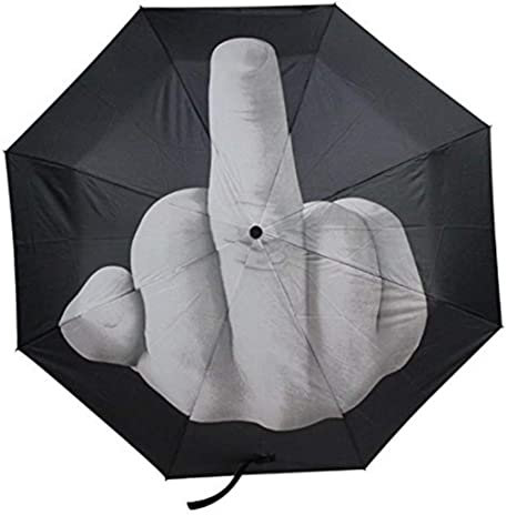 Regenschirm mit mittlerem Finger 38,6x22 Zoll faltungsvoller Regenschirm mit Mittelfinger Geschenken Windproof UPF40+ Sonnenschutz Regenschirm