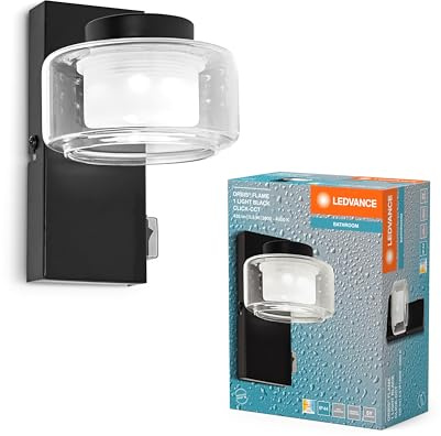 LEDVANCE ORBIS Flame Wand- und Deckenleuchte mit LED, schwarz, 5.5W, 350lm, 3000/4000K, Farbtemperatur über Wandschalter einstellbar (kaltweiß/warmweiß), IP44 Schutz vor Fremdkörpern und Spritzwasser