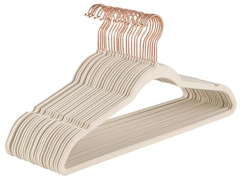 Baroni Home Perchas de terciopelo de 44,5 cm, ahorro de espacio con superficie antideslizante diseño, capacidad de carga alta, para abrigos, camisas, ropa, crema