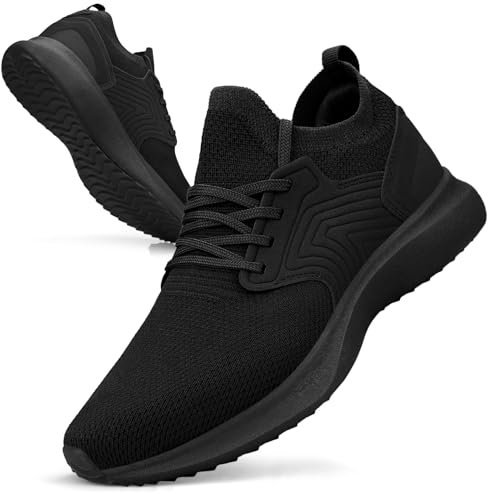 Giniros Zapatillas de Deportivas Hombre Zapatillas Running Bambas Sneakers Correr Jogging Caminar Gimnasio Fitness Atlético Tenis Trabajo Ligeros Transpirables Zapatillas Deporte Hombre Negro 46EU