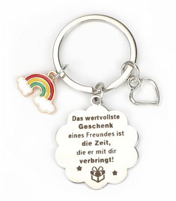 Schlüsselanhänger Aus Edelstahl Mit Buntem Regenbogen Und Blumen Anhänger, Perfektes Personalisiertes Geschenk Für Freunde Und Paare. Ideale Glücksbringer Für Geburtstage, Valentinstag Und Weihnachten