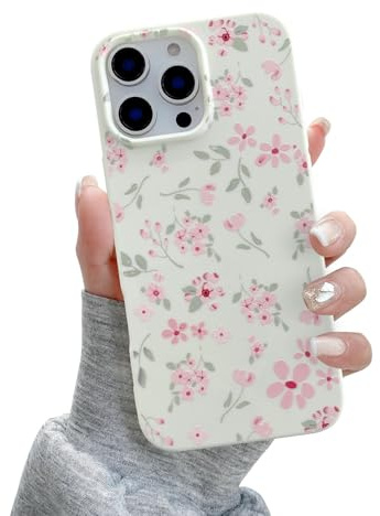 QLTYPRI for iPhone 16 Pro Case, Cute Pink Floral Flower Pattern Aesthetic Phone Case, Raised Camera Protection Soft Slim TPU Shockproof Protective Phone Cover for Girls Women - Pink