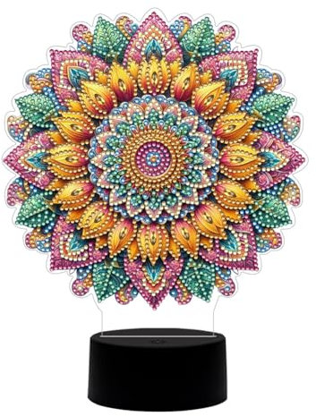 Demiawaking Diamond Painting Nachtlicht Tischdeko Tiere, Diamant Malerei Nachttischlampe Tischlampe LED Deko Set, DIY 5D Diamant Painting Lampe für Kinder Geburtstag Geschenke (M)