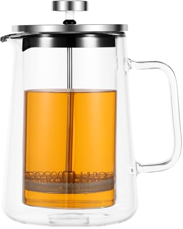 BUTORY 650 ml French Press Coffee Maker Double Wall Glass French Press Clear French Press Tea Maker Multifunctional Coffee Press Coffee Maker for Home Office