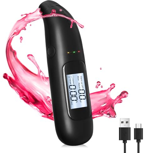 ertlutw Alkoholtester, Alkoholtester Polizeigenau, Promillemessgerät mit digitaler LCD-Anzeige, Alkoholmessgerät mit USB-Akku für Privaten Professionellen Gebrauch zu Hause