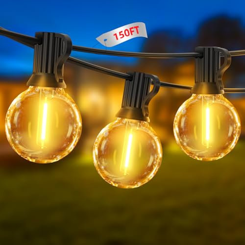 LED Lichterkette Außen Glühbirnen 45m/150ft 62+2 G40 Glühbirnen Outdoor Lichterketten Strom Lights für Garten Terrasse Balkon Pavillon Party Hochzeiten