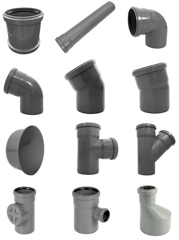 HT Bogen DN 110/15° Grau PP Kunststoff | mit Dichtung | Gummidichtung | Abwasser Installation | Kanalrohrsystem | komplettes HT-System