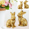 KAMACA 2er Set Hase Osterhase Frühling Deko Ostern Osterdeko Osterfigur Frühling Frühlingsdeko Fensterbank Wohnzimmer Garten Balkon Dekohase innen außen (2er Set Hasen Paar Gold)