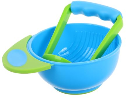 HEMOTON Food Masher Set Manuelle Schüssel Pürieren Von Obst Und Für Kleinkinder Rutschfester Griff Textur Für Einfache Verdauung -freies Material Blau-grün