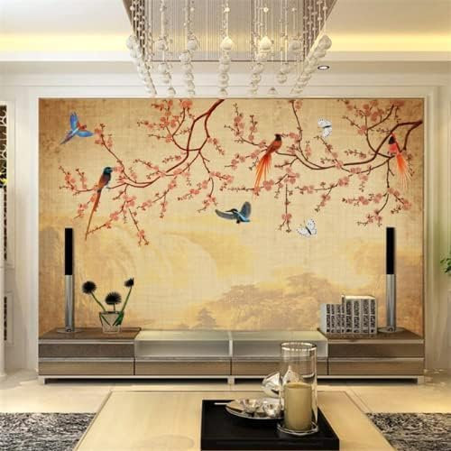 HongYouQi Salon Fond Mur Peinture Pêche Fleur Animal Oiseau Paysage Canapé Tv Fond D’Écran Art Fond Mur-200Cm×140Cm