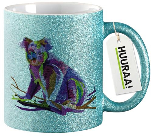 Huuraa Tazza Glitterata Koala Tazza Regalo Blu 330ml Koala Presente