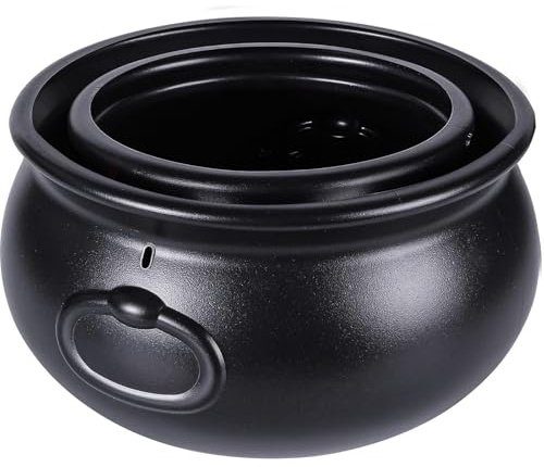 JOLCEEY 2pcs (12.6 and 7.4) Halloween Large Cauldron, Halloween Black Plastic Witch Cauldron Pot Candy Bucket Holder with Handle for Trick or Treat Halloween Party Decorations Supplies
