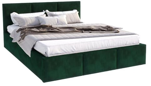 Bett Fresia 160x200 cm mit Lattenrost Stauraum Doppelbett Samt Trinity dunkelgrün Bettkasten