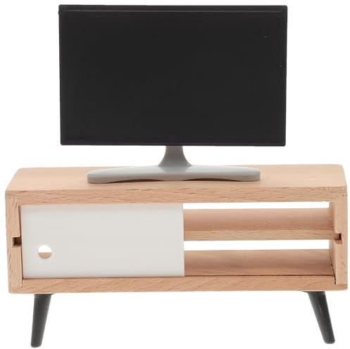TOYANDONA 1:12 Puppenhaus-Fernseher – Puppenhaus-miniaturmöbel mit Fernsehschrank, Miniaturmöbel-zubehör, Spielset für Puppen, Weihnachtsdekorationszubehör