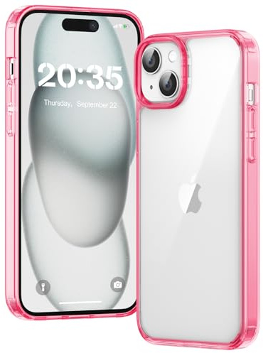 Voyahülle Clear Case for iPhone 15, Ultra Thin, Shockproof TPU Cover, Anti-Yellowing, Crystal Clear, Phone Case for Apple iPhone 15 - Magenta