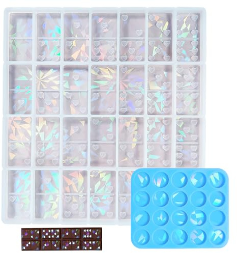 Holographic Chocolate Mold 2 Stück Schokoladenform mit Hologram Harzsilikon, Leicht zu Lösen Silikonform mit Hologramm Effekt für Wiederverwendbare Diy-Backwachsschmelzen (Transparent)