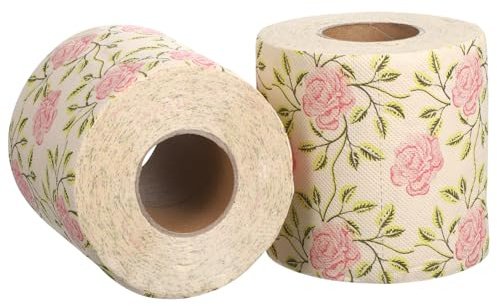 HEATSHAKING Dekoratives Toilettenpapier aus Bambuszellstoff 2 Rollen mit Blumenmuster Widerstandsfähig gegen Ausbleichen für Reisen und Partys im Badezimmer