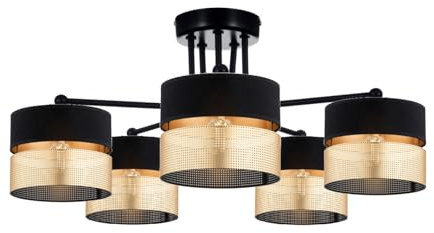 KAR LIGHTING Deckenleuchte 5-flammig Schwarz Gold Metall E27 LED geeignet moderne Deckenlampe Wohnzimmerlampe Esszimmerlampe Schlafzimmerlampe höhenverstellbar zeitlos elegante Innenbeleuchtung