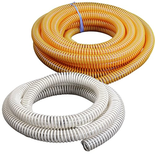 COYOUCO Manguera Reforzada PVC Blanco 1 Metro (Diámetro Interior Opcional 19 Mm A 50 Mm), Manguera Flexible PVC Trenzado para Drenaje Doméstico, Riego De Jardín Y Filtración De Acuarios,50mm*4mm