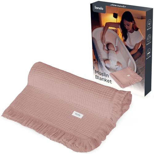 Lionelo Bamboo Blanket, Babydecke, Kuscheldecke Baby, Leichte Bambusdecke | Wickelauflage, 100% Baumwolle, Natürlich, Weich, Antibakteriell, Hypoallergisch, Vom 1. Lebenstag an, 100x75cm