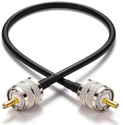Flomiara 0.5m RG58 PL259 to PL259 Coaxial Jumper Cable, 50 Ohm Low Loss UHF Male to UHF Male RF Patch Lead for CB Radio, Ham Radio, SWR Meter & Antenna Analyser, 50cm Short Pigtail