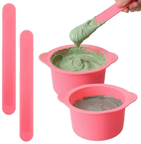 Classicseali Lot de 2 moules à cire en silicone | Waxing Bol en silicone avec 2 spatules de cire pour l'épilation pour la fabrication de masques faciaux DIY